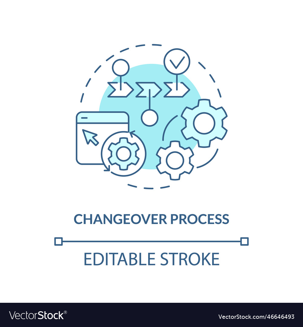 Changeover process turquoise concept icon Vector Image