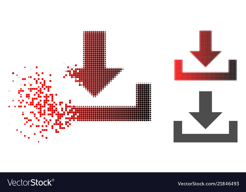 Fractured dot halftone download icon