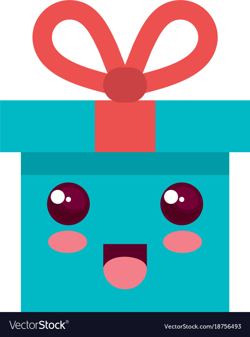 Gift box present kawaii character Royalty Free Vector Image