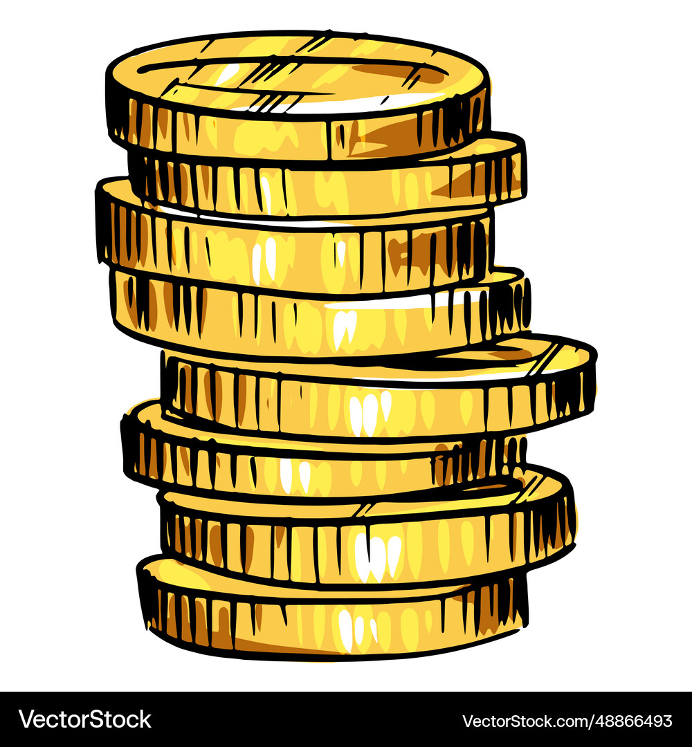 Gold coins stack Royalty Free Vector Image - VectorStock