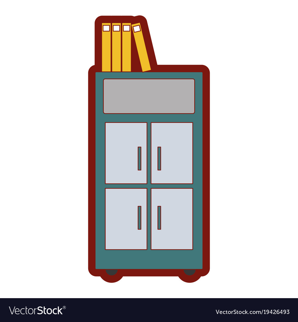 Line color archive cabinet file with books
