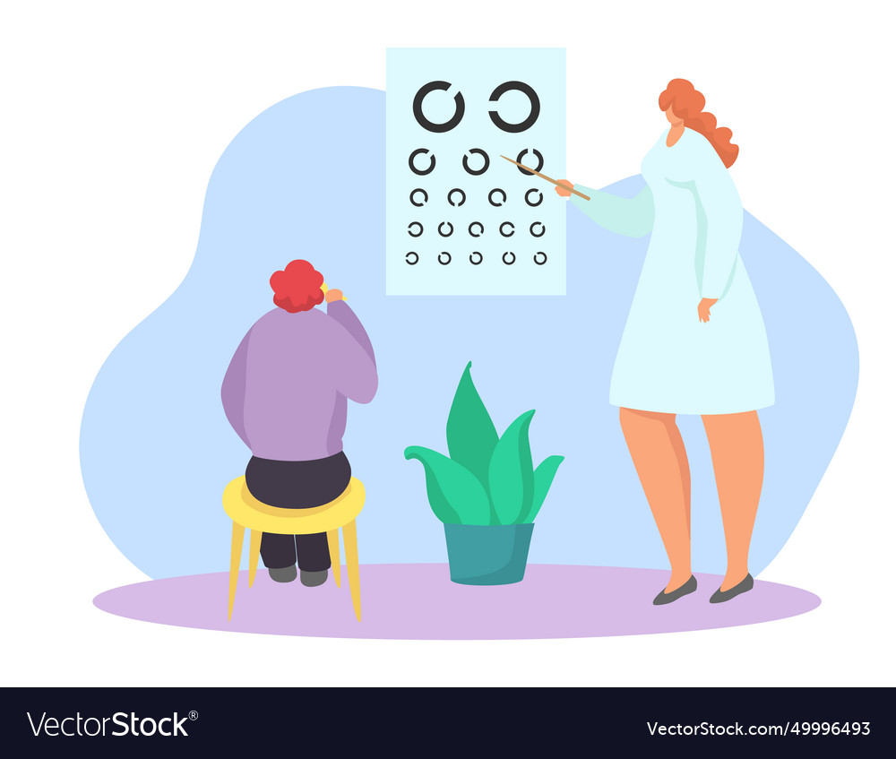 Optometristleitender Augentest mit Patienten vector image Optometristleitender Augentest mit Patienten