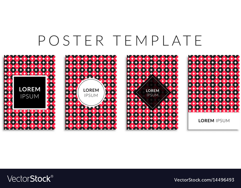 Poster set with red color circle shape pattern