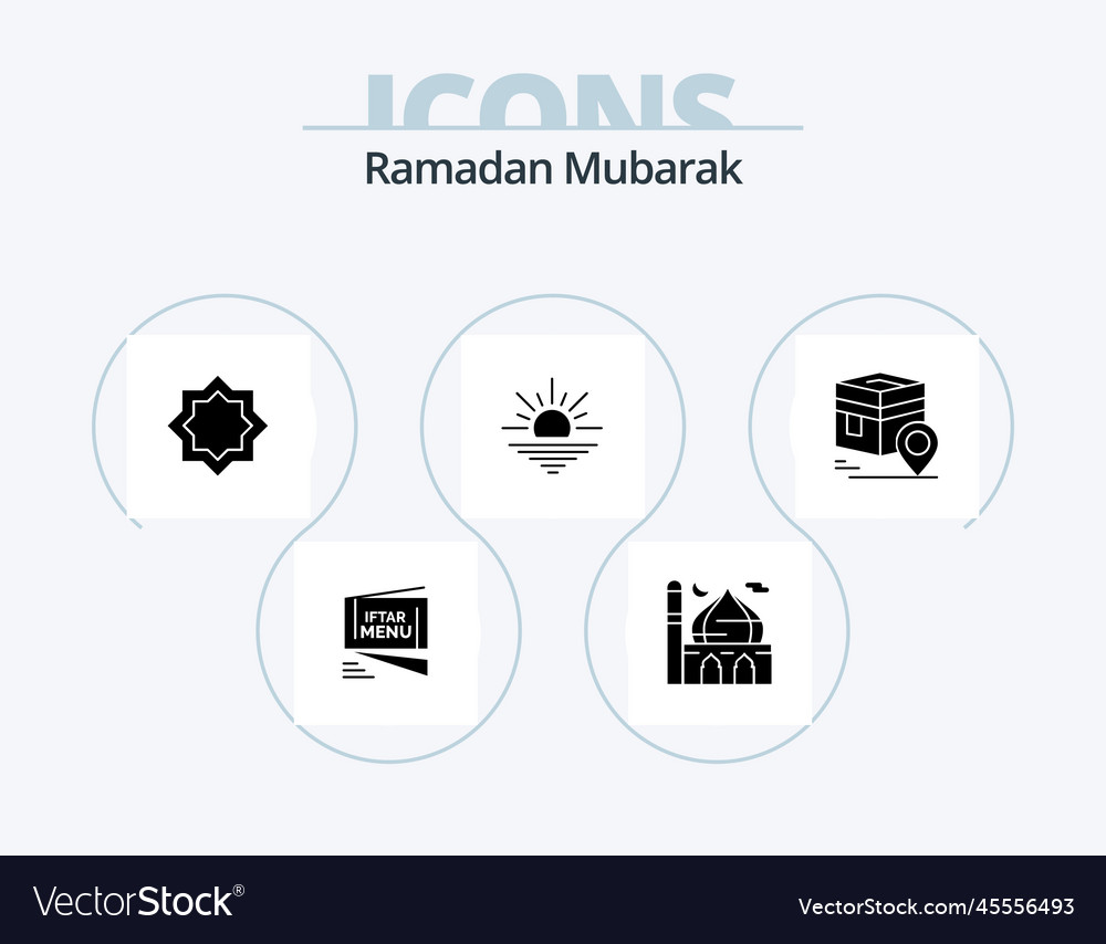 Ramadan glyph icon pack 5 design morning sun