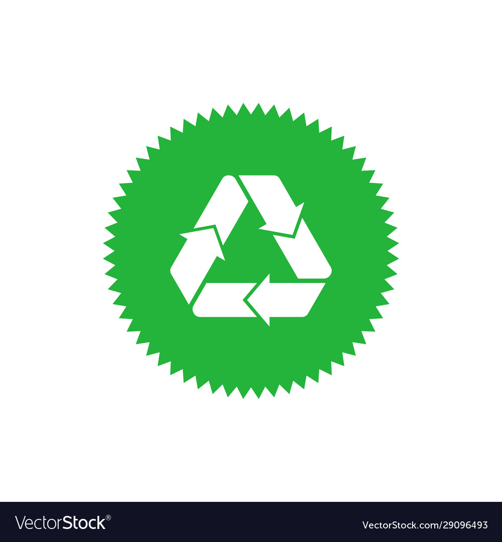 Recycling sign green star badge with mobius strip