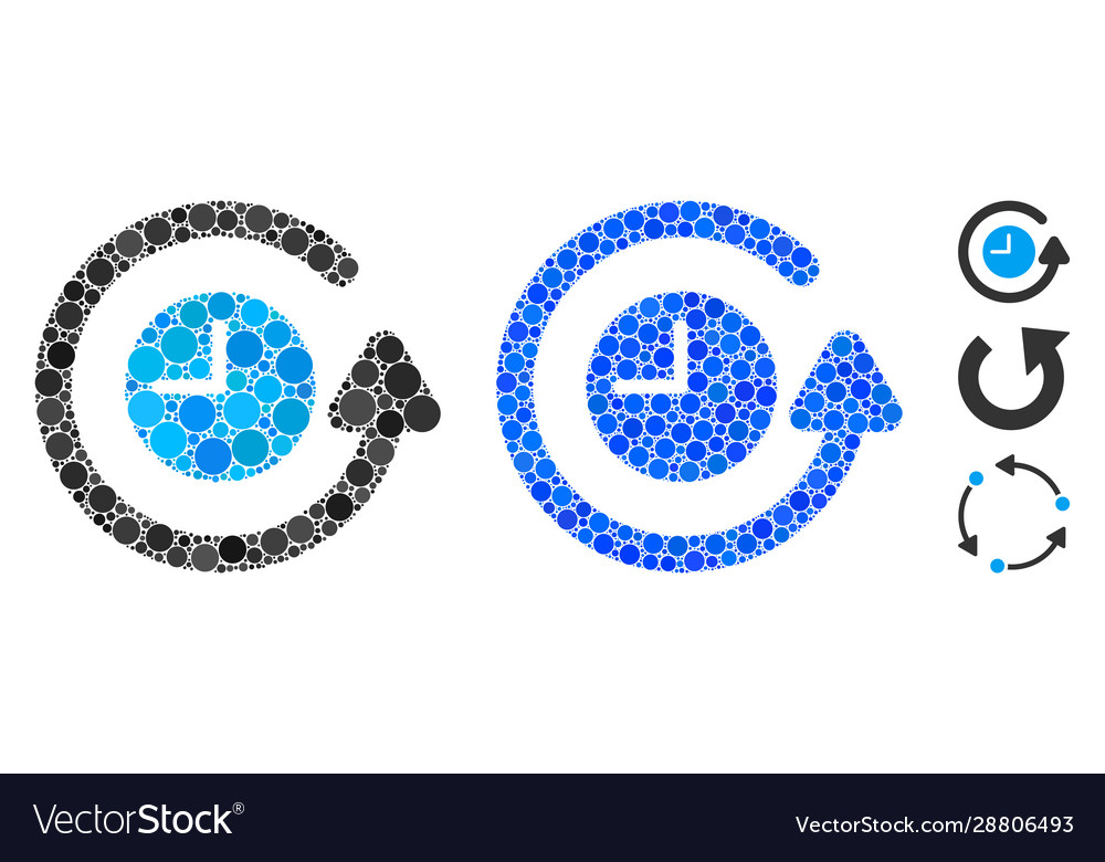 Restore clock composition icon circle dots vector image Restore clock composition icon circle dots
