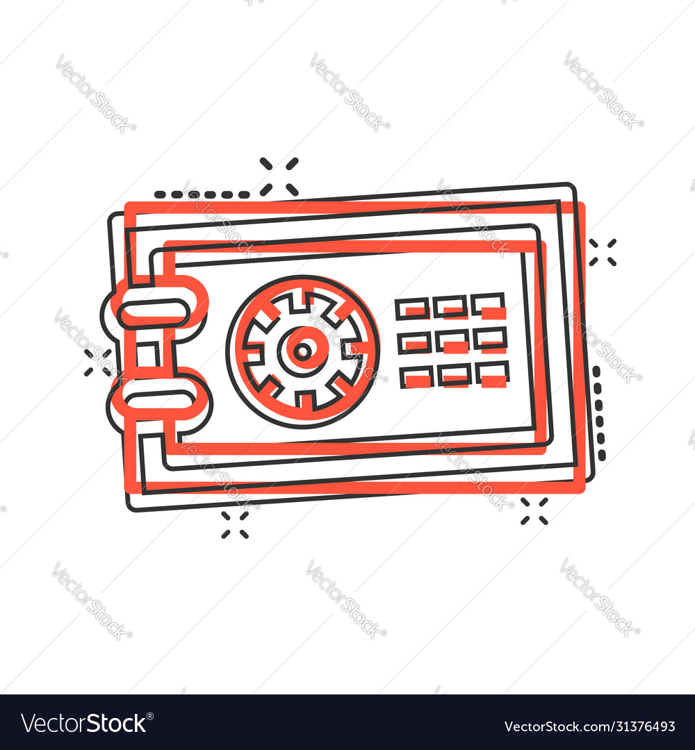 Safe Geld-Symbol im Comic-Stil Strongbox Cartoon