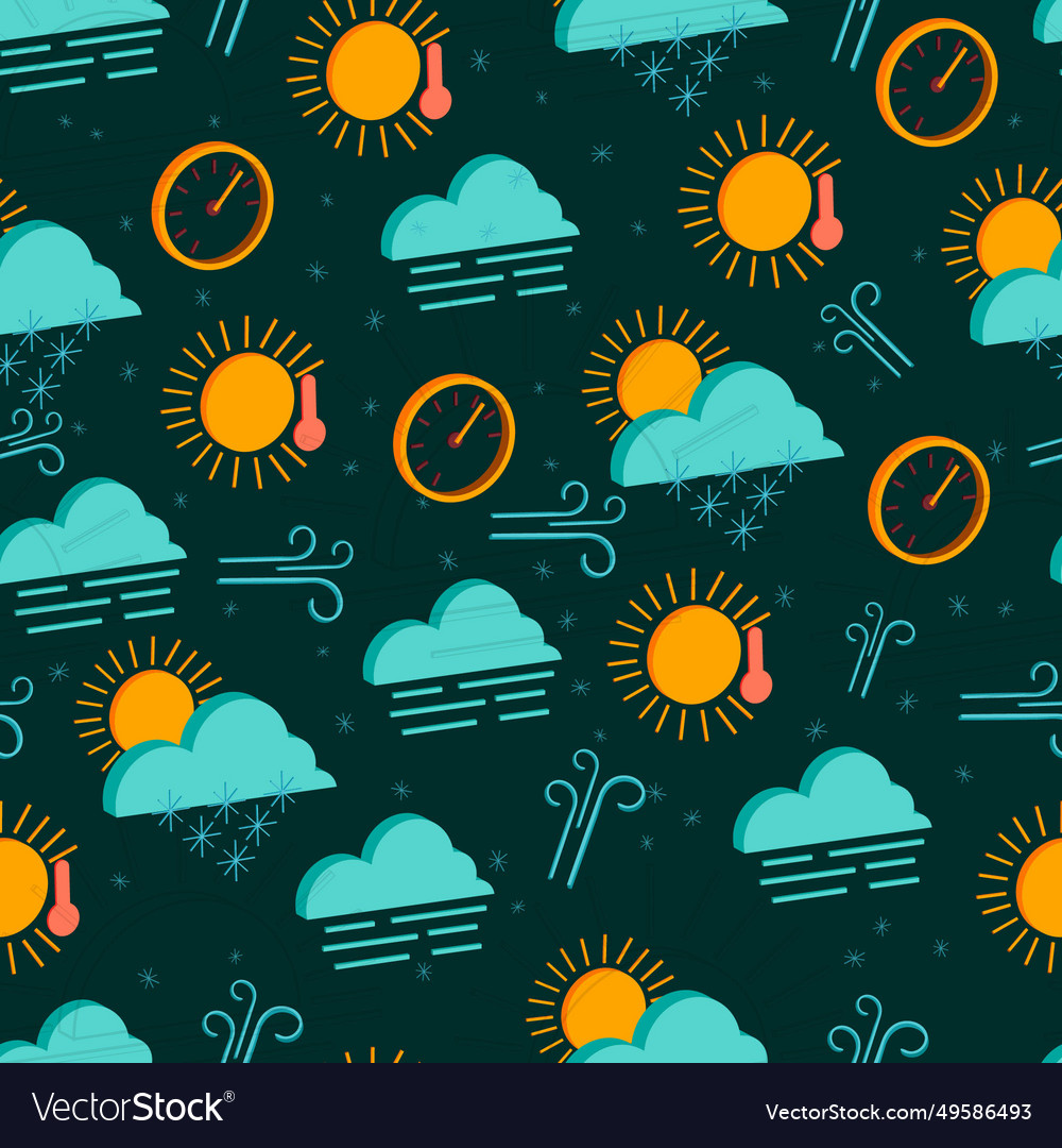 Seamless pattern of isolated 3d weather icons vector image Seamless pattern of isolated 3d weather icons