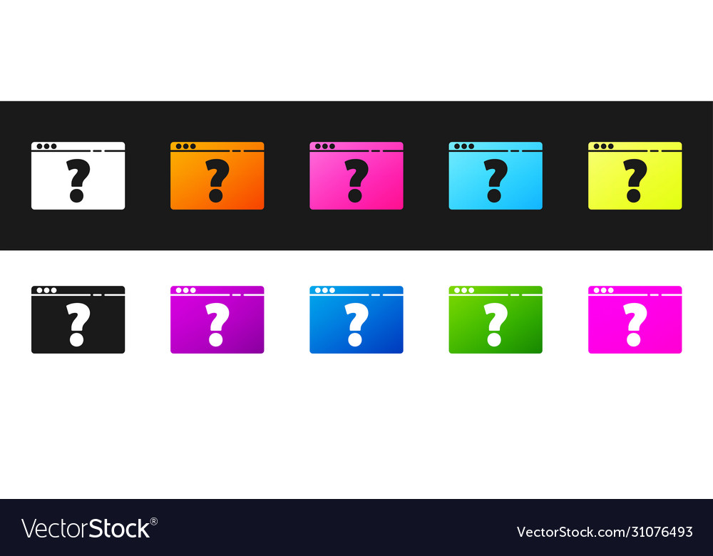 Set browser with question mark icon isolated