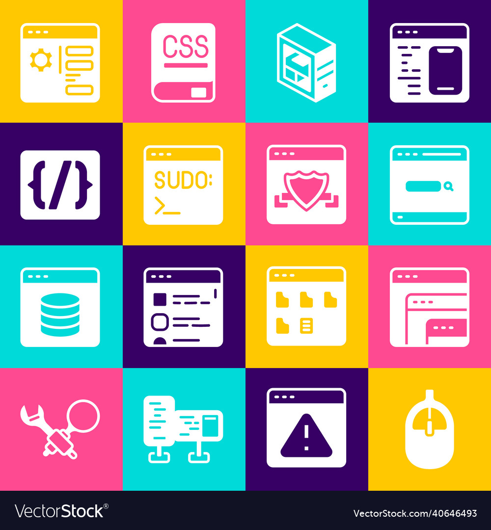 Set computer mouse software search engine code vector image Set computer mouse software search engine code