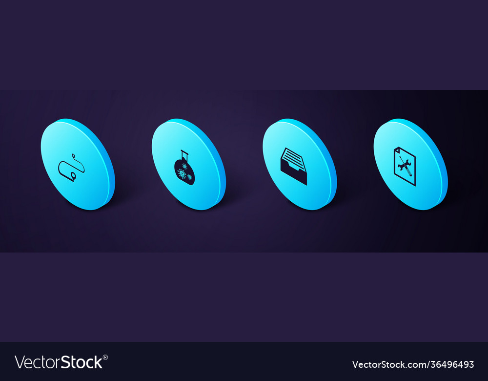 Set isometric file document service drawer
