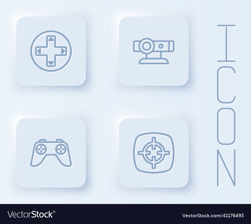Set line game controller or joystick web camera vector image Set line game controller or joystick web camera
