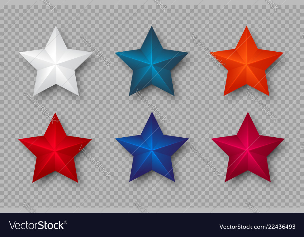 Set of 3d stars in colors usa