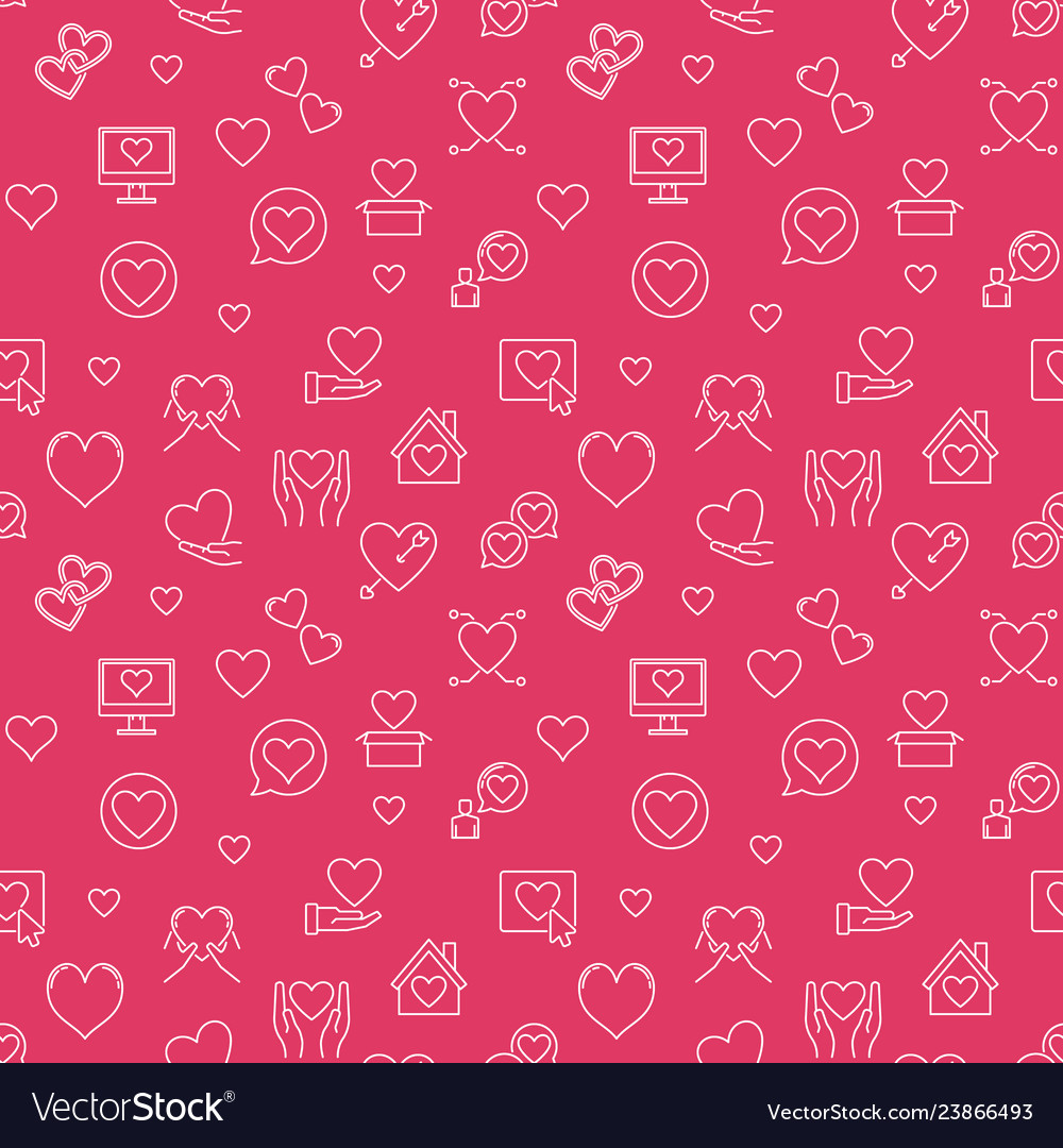 Valentines day red seamless pattern in thin