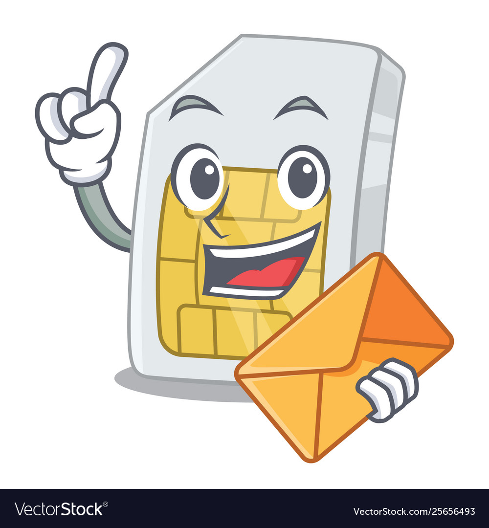 With envelope simcard in a character shape