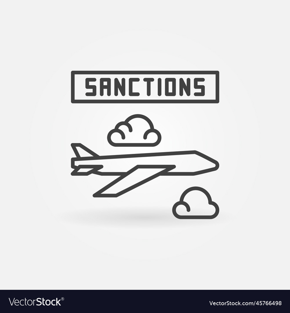 Air transportation sanctions icon in thin line