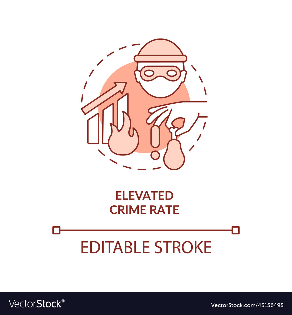Elevated crime rate terracotta concept icon Vector Image