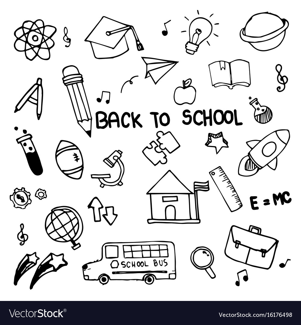 Hand Drawn School Icons - Doodle Set