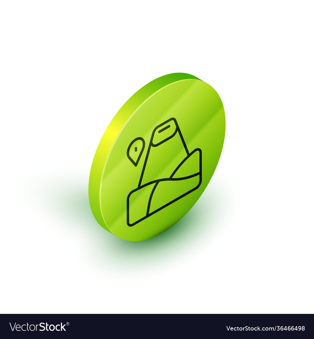 Isometric line map pointer with mountain icon vector image Isometric line map pointer with mountain icon