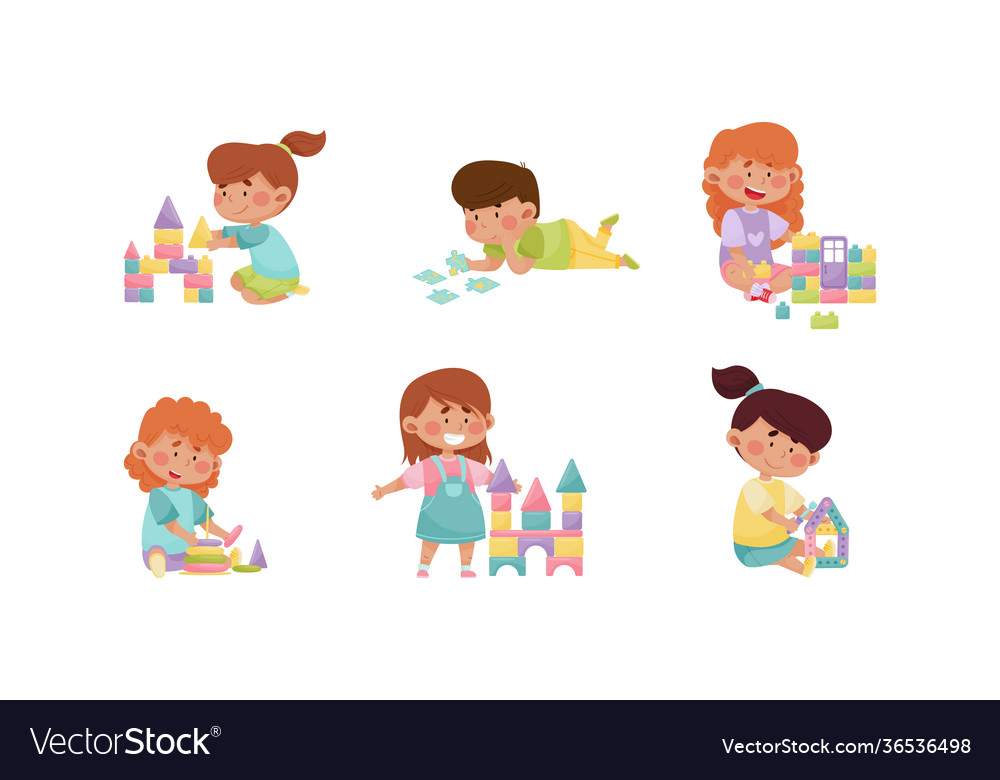 Little boy and girl sitting on floor