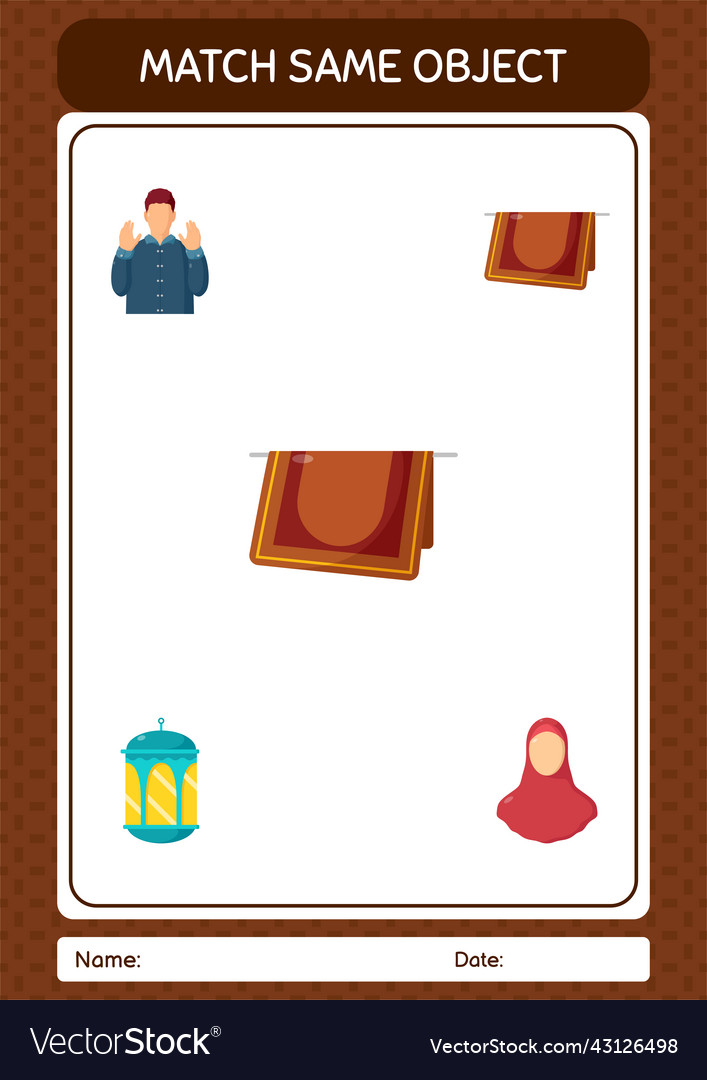 Match with same object game ramadan icon vector image Match with same object game ramadan icon