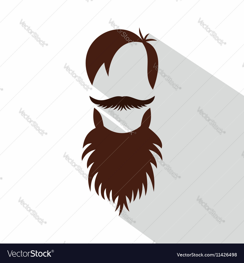 Men Hairstyle With Beard And Mustache Icon Vector Image