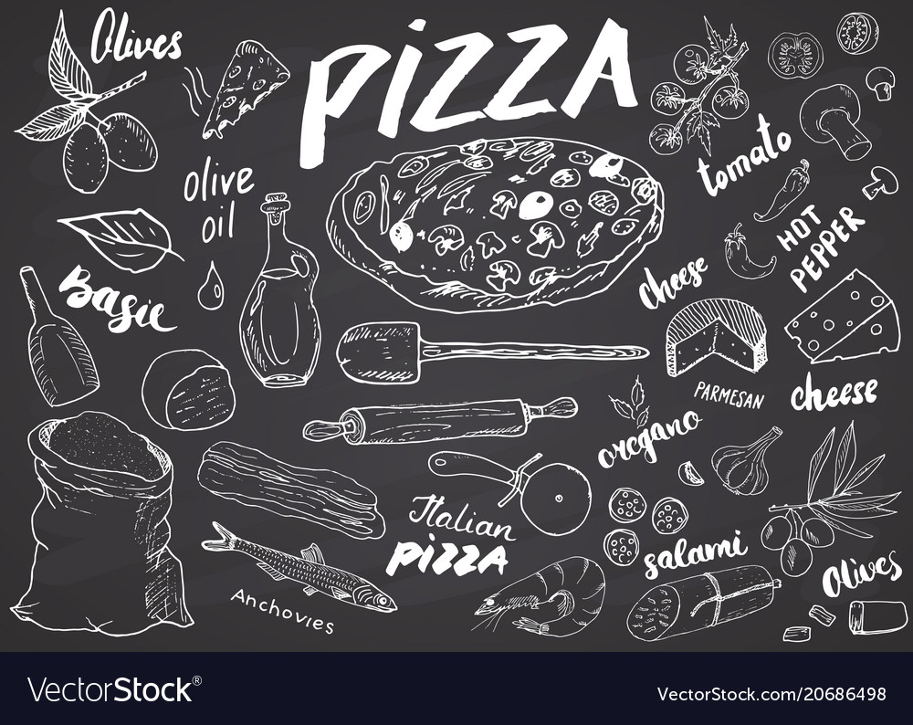 Pizza Sketch Set - Chalkboard