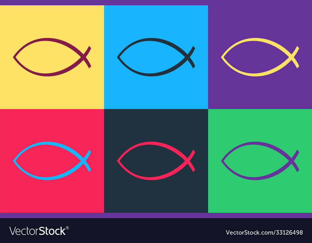 Pop art christian fish symbol icon isolated