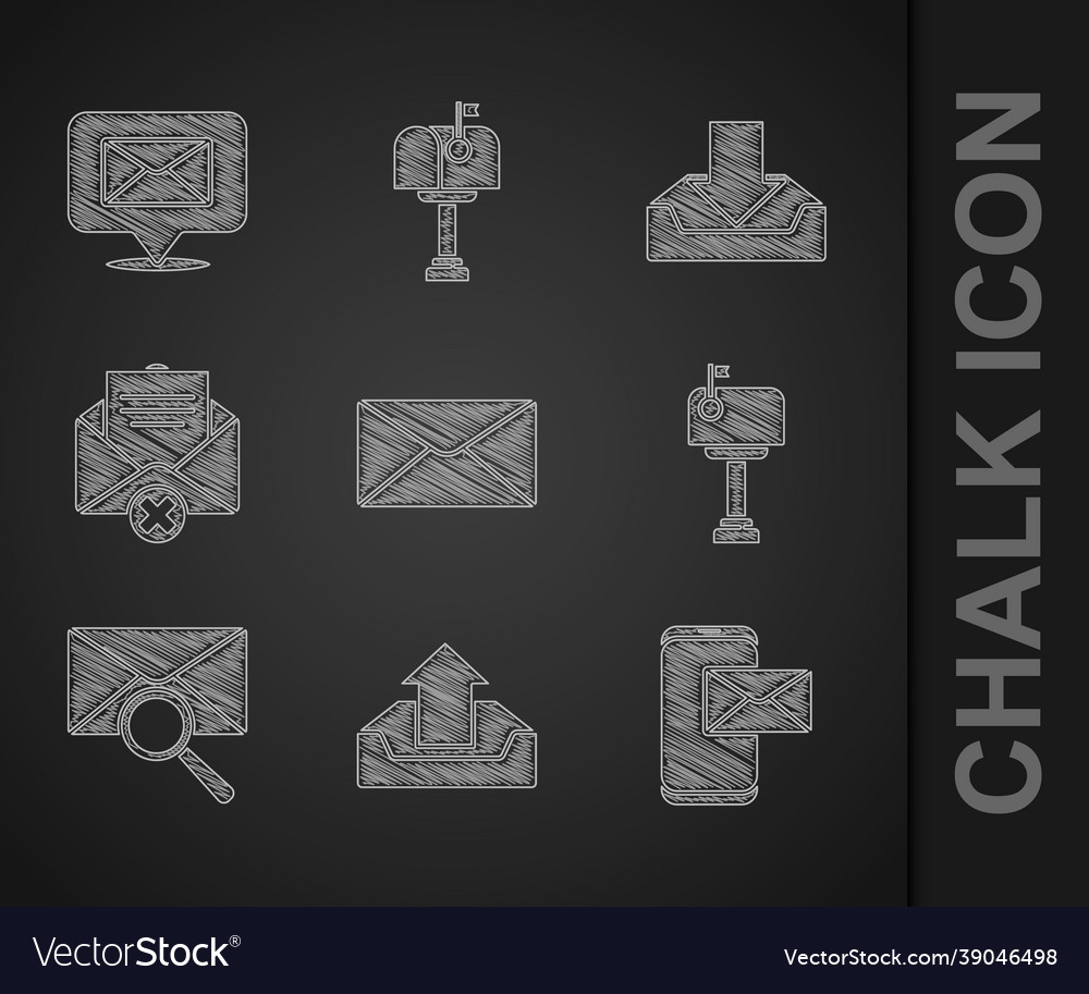 Set envelope upload inbox mobile vector image Set envelope upload inbox mobile