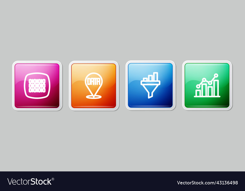 Set line binary code data analysis sales funnel vector image Set line binary code data analysis sales funnel