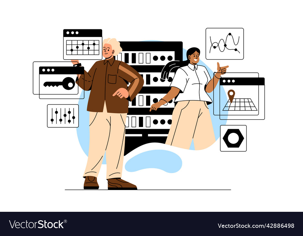 Working with big data vector image Working with big data