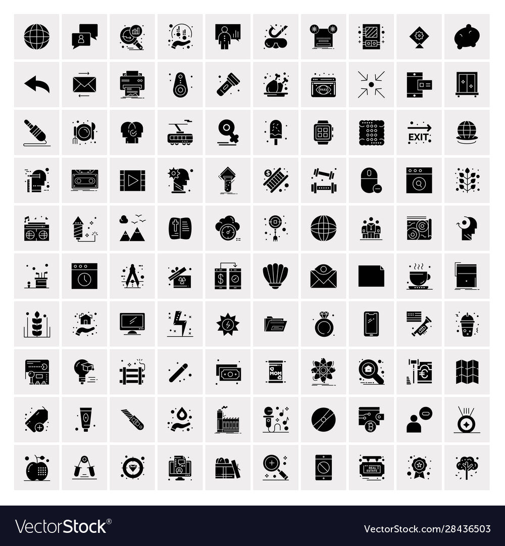 100 solid business icons for web and print