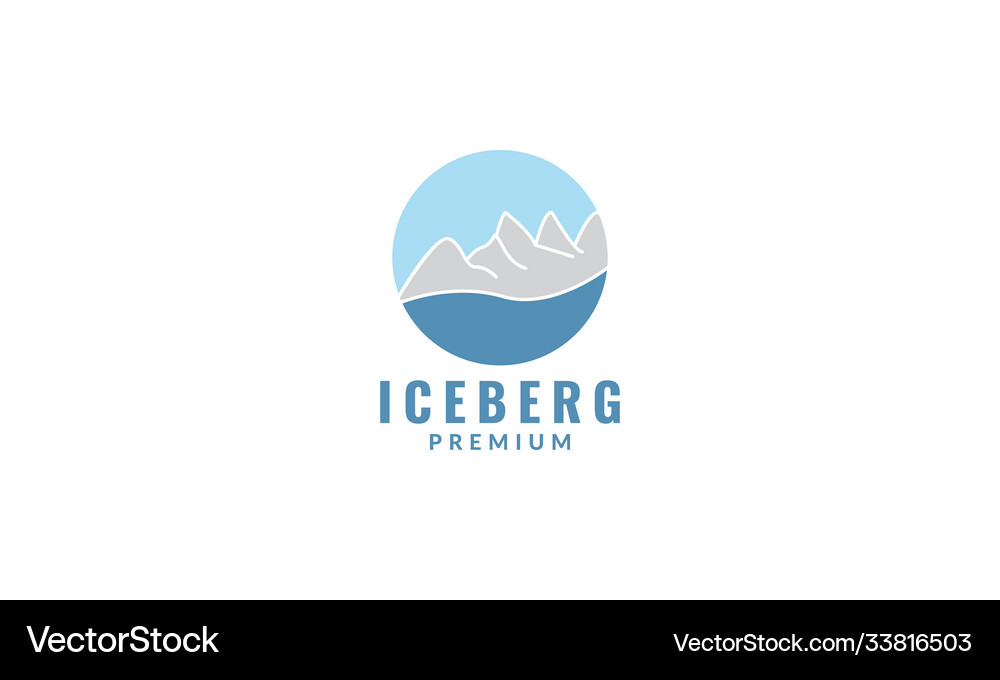 Circle iceberg with water logo design icon Vector Image