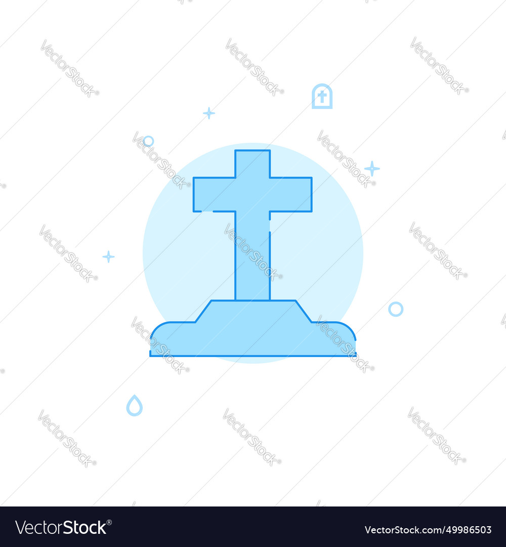 Grave burial flat icon filled line style blue