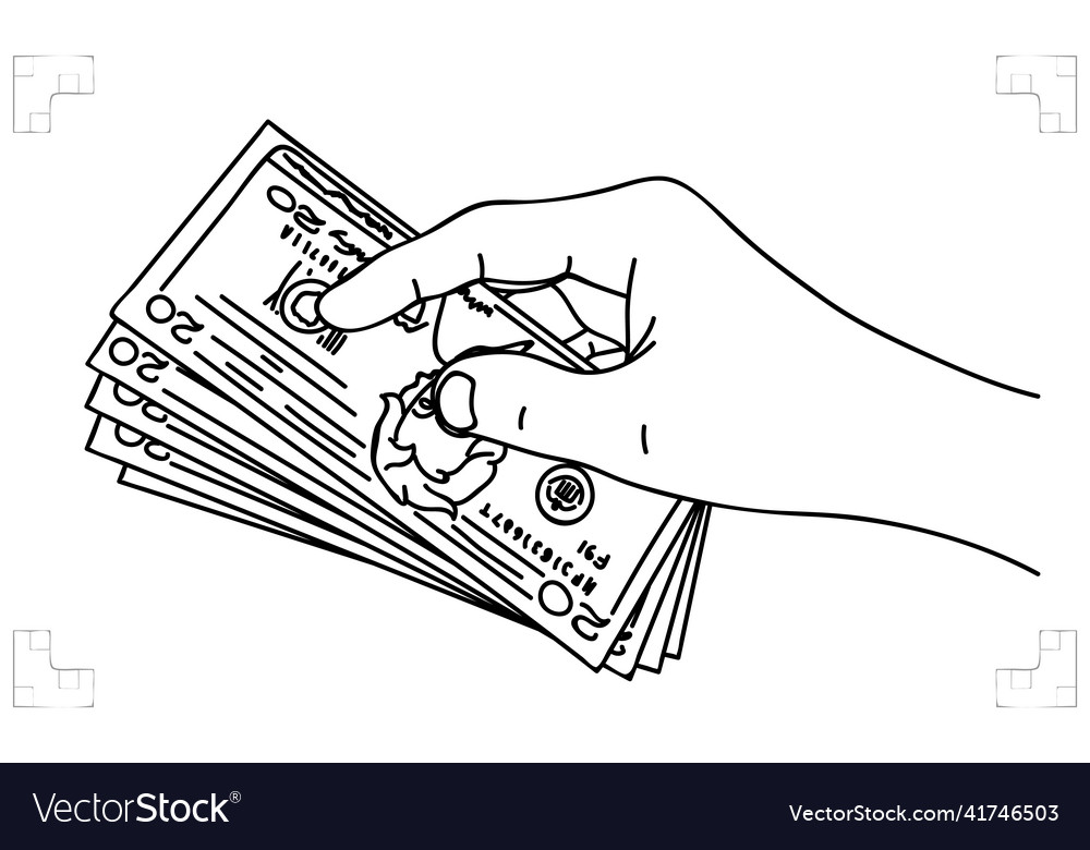 Hand hold banknotes trading or game bet cash Vector Image