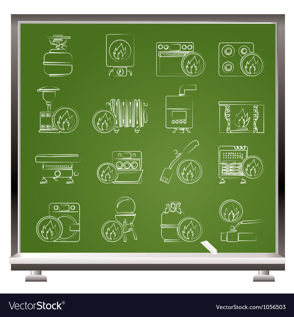 Household gas appliances icons