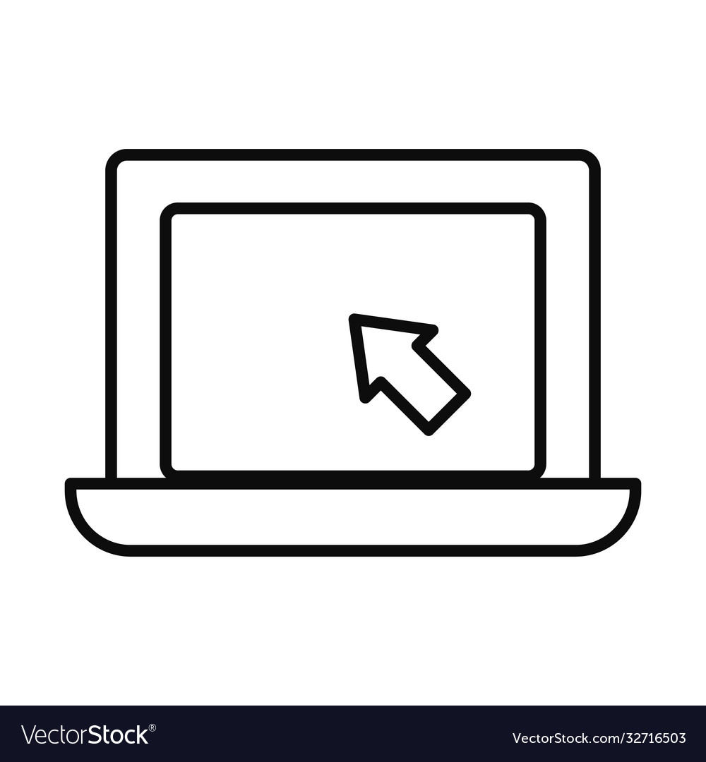 Laptop with cursor arrow line style icon
