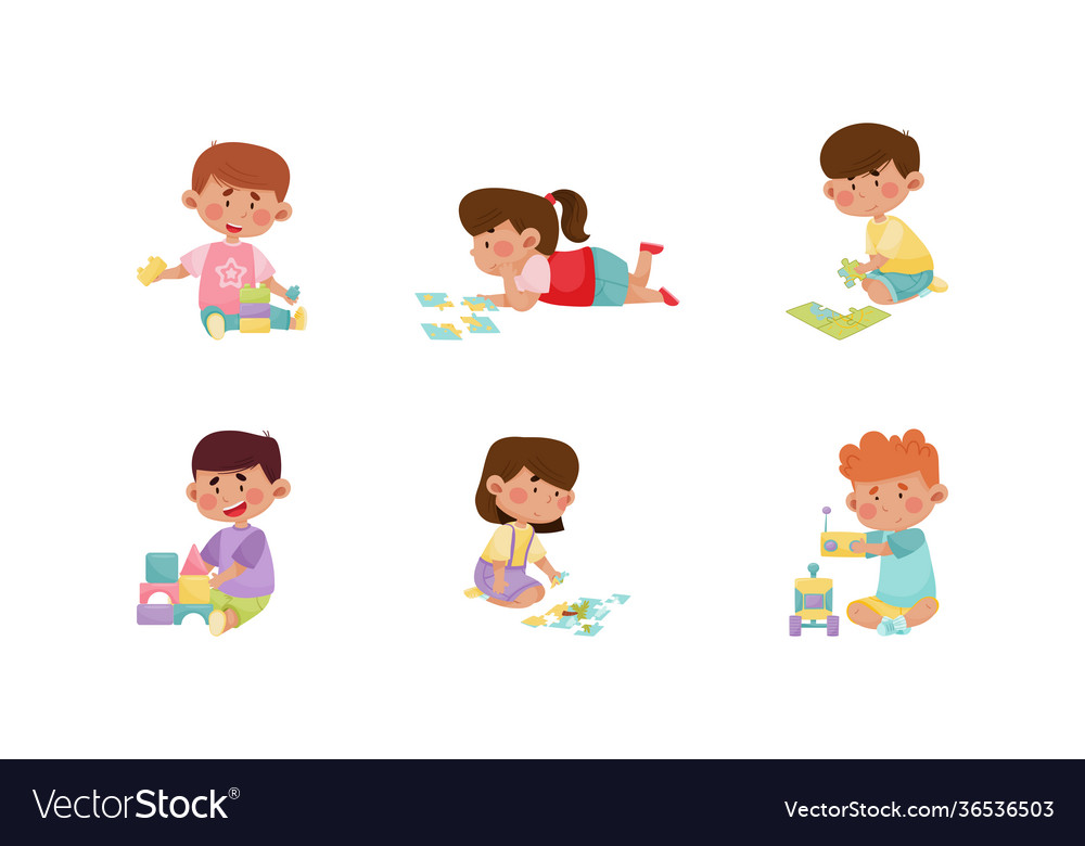 Little boy and girl sitting on floor Royalty Free Vector