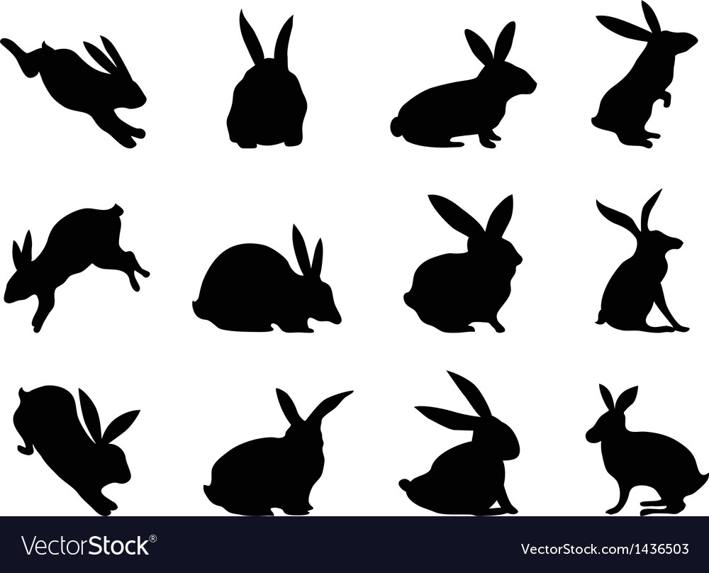 Rabbit silhouettes Royalty Free Vector Image - VectorStock