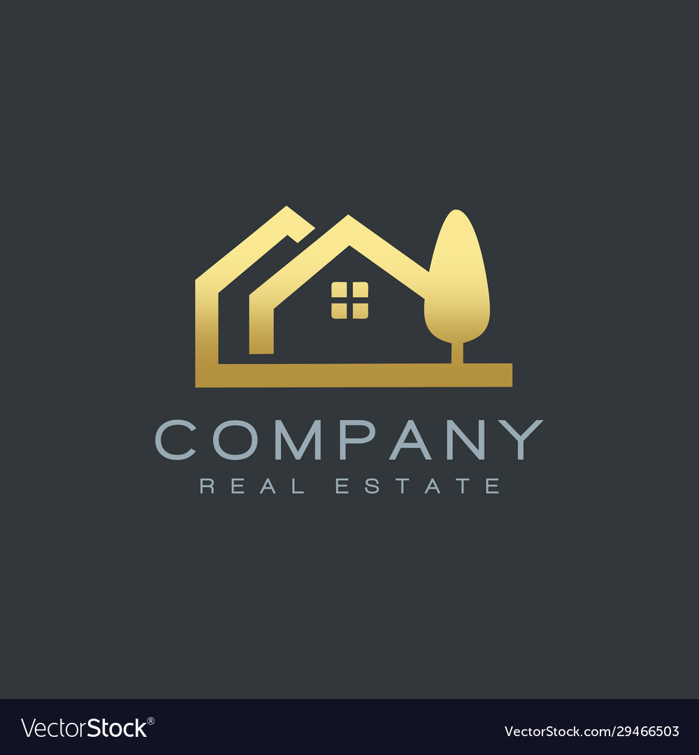 Real estate houses gold logo design Royalty Free Vector