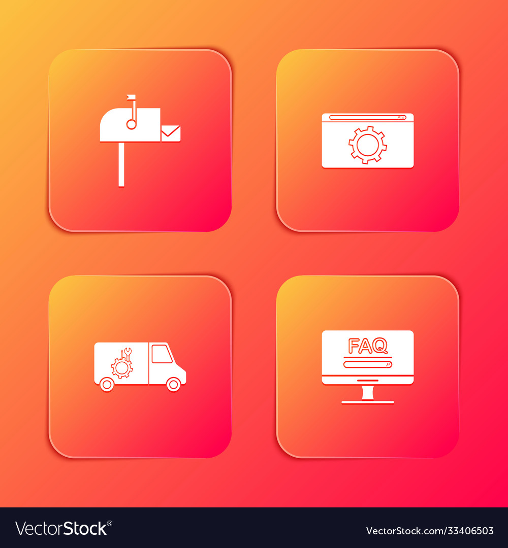 Set open mail box setting car service vector image Set open mail box setting car service
