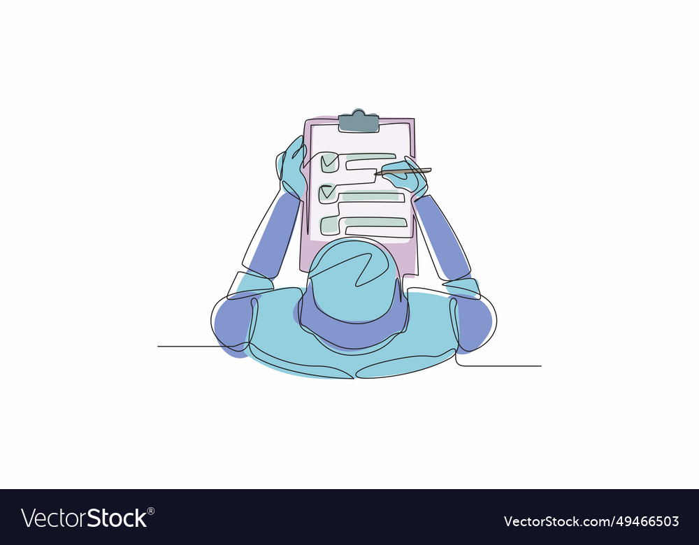Single continuous line drawing robots check vector image Single continuous line drawing robots check