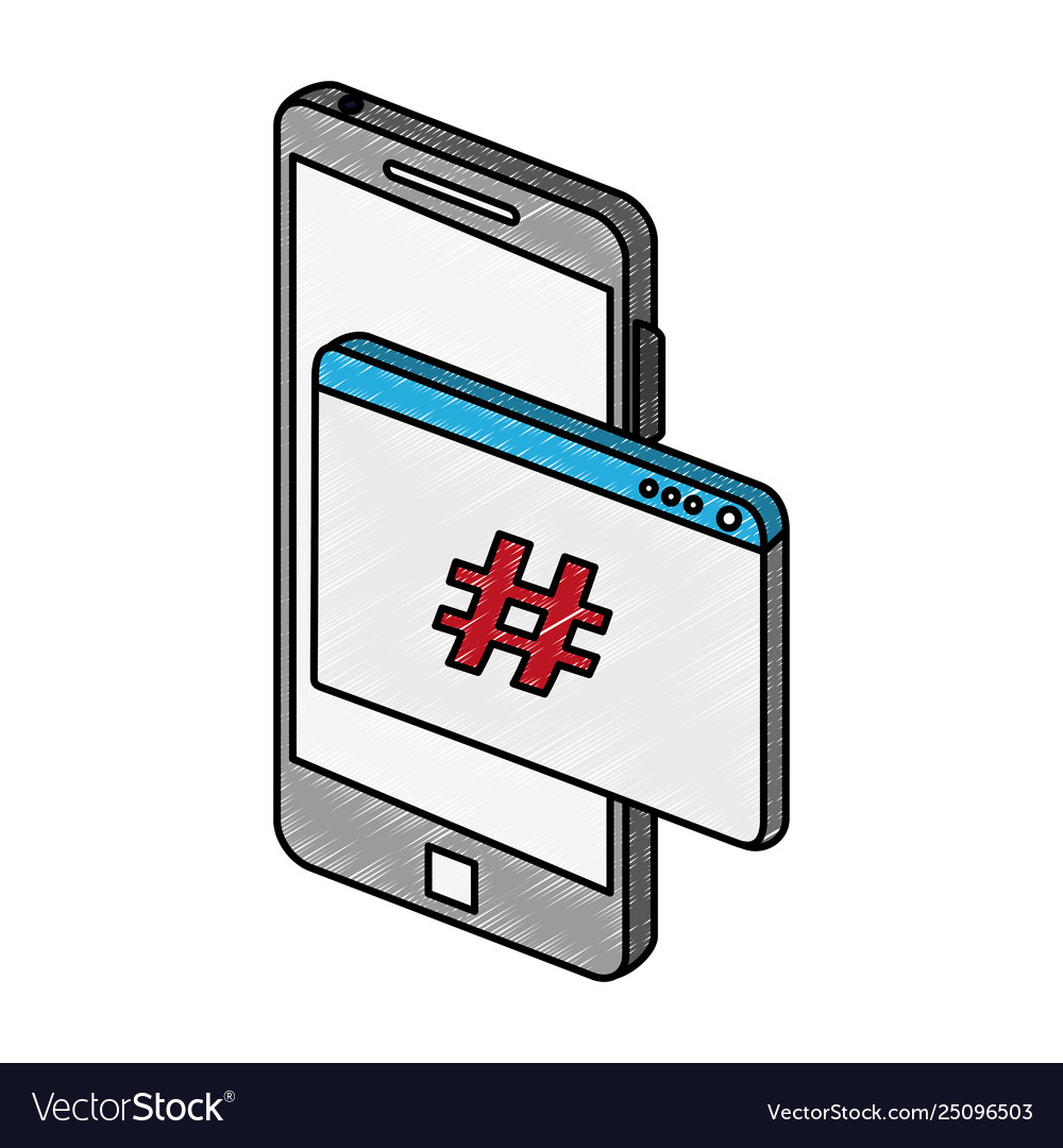 Smartphone Programmiercode Symbol scribble vector image Smartphone Programmiercode Symbol scribble