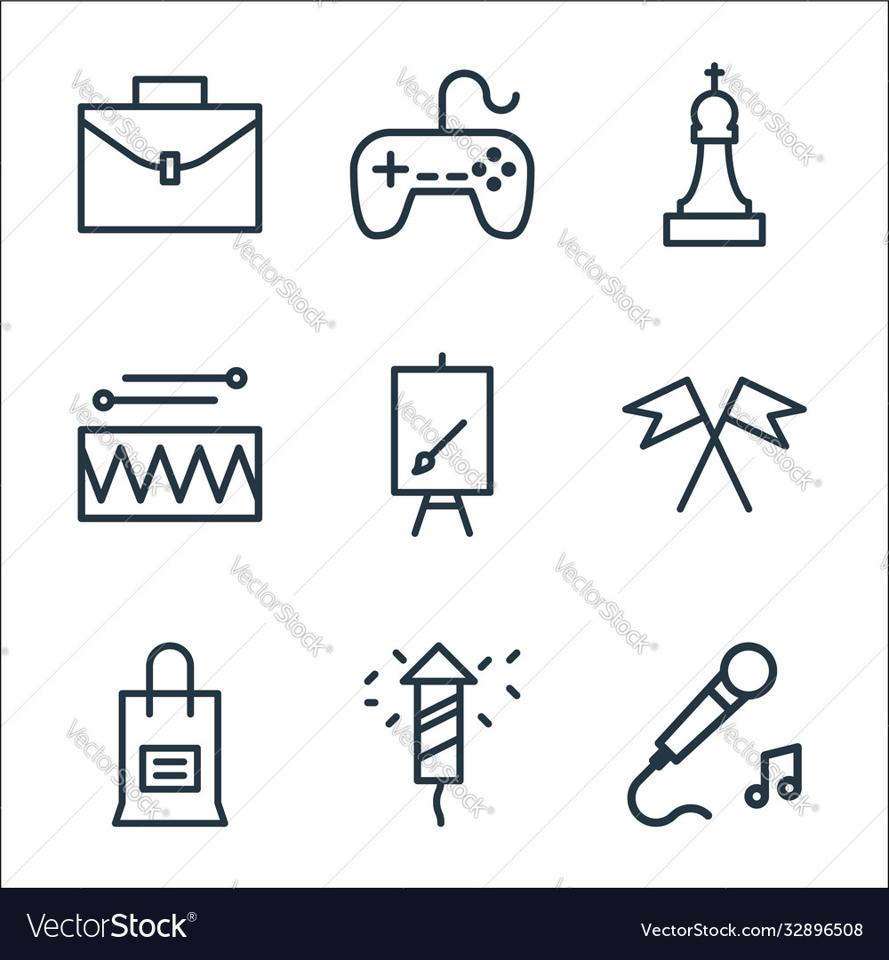 Activities line icons linear set quality vector image Activities line icons linear set quality