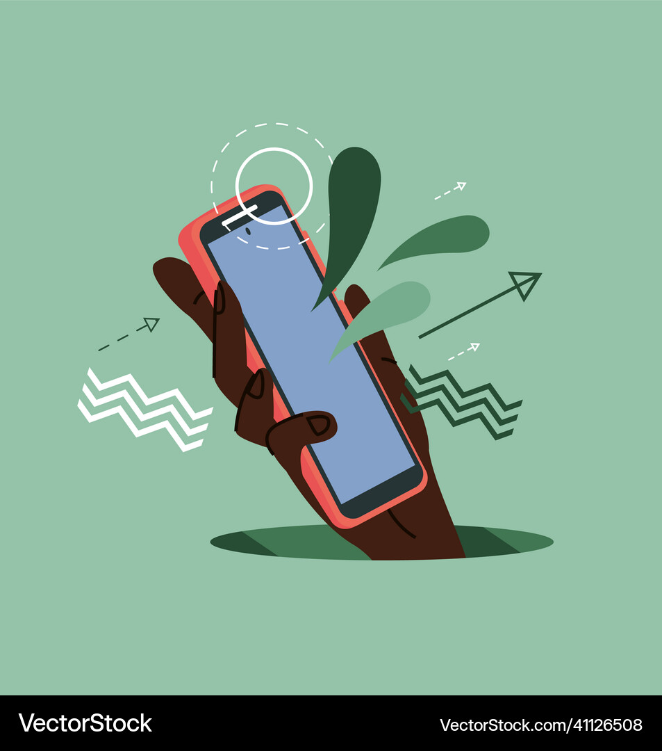 Afro hand using smartphone Royalty Free Vector Image