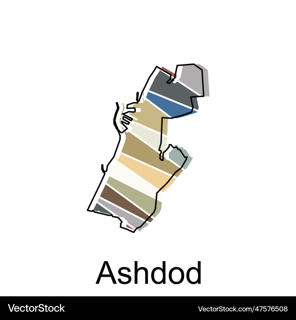 Ashdod map icon design template Royalty Free Vector Image