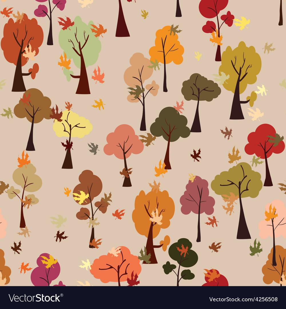 Autumn forest leaf fall seamless pattern flat