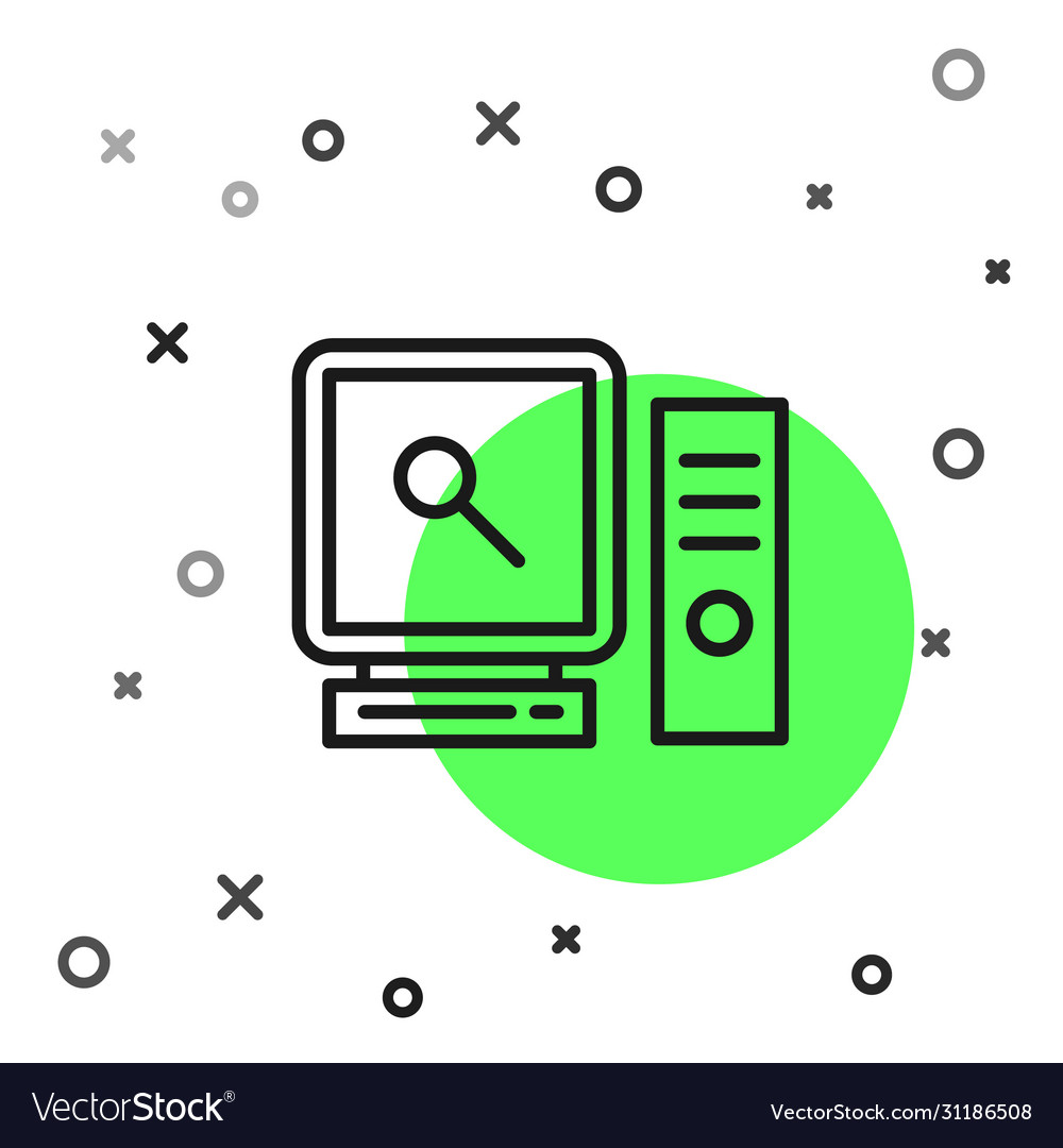 Black line search on computer screen icon isolated Vector Image Black line search on computer screen icon isolated