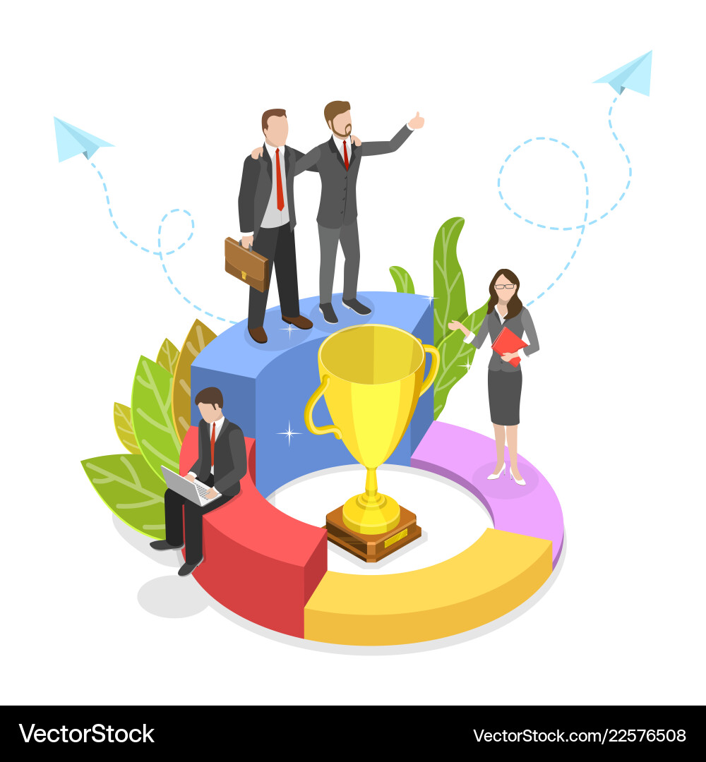 Flat isometric concept successful Royalty Free Vector Image