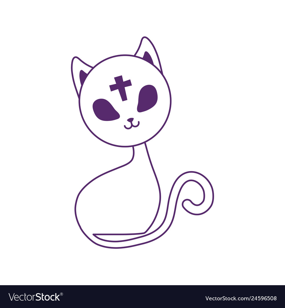 Halloween cute cat with cross Royalty Free Vector Image